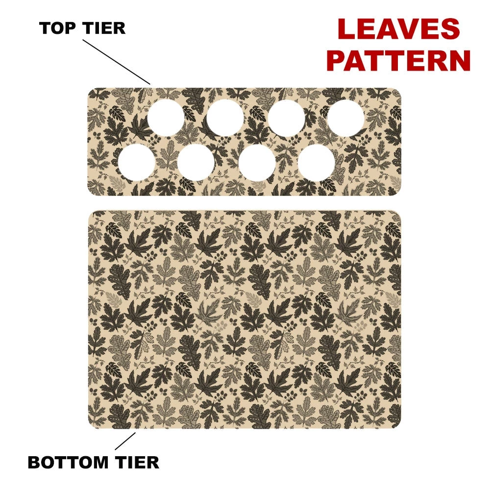 12in-caddy-k-pattern-design_leaves.jpg BarProducts.com CHOOSE YOUR PATTERN - Counter Caddies™ - 12 INCH STRAIGHT UNIT W/ K-Cup Holes
