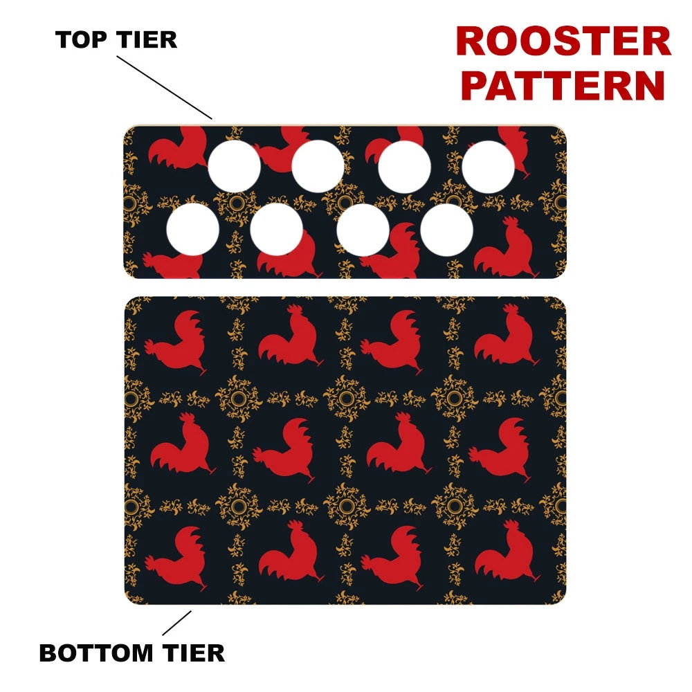 12in-caddy-k-pattern-design_rooster.jpg BarProducts.com CHOOSE YOUR PATTERN - Counter Caddies™ - 12 INCH STRAIGHT UNIT W/ K-Cup Holes