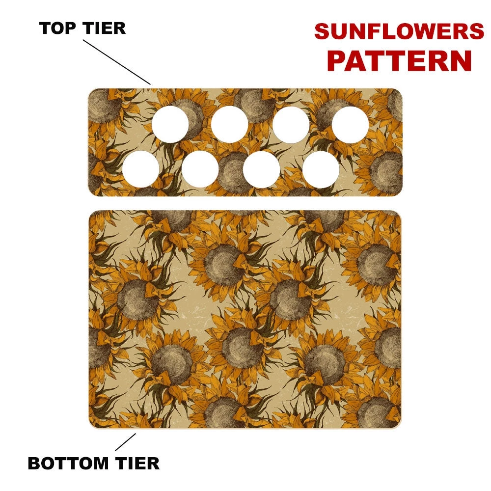 12in-caddy-k-pattern-design_sunflowers.jpg BarProducts.com CHOOSE YOUR PATTERN - Counter Caddies™ - 12 INCH STRAIGHT UNIT W/ K-Cup Holes