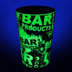 BarProducts.com Cocktail Shaker Tin - Printed Designer Series - 18oz Weighted - NEON GREEN Grungy BPC Logo