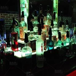 BarProducts.com BAR DECOR BarConic® LED Liquor Bottle Display Shelf - Outside Corner - 3 Steps - Black