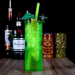 BarProducts.com SPECIAL COLLECTIONS Green Plastic Tiki Cup - 32 Ounce
