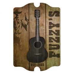 BarProducts Handcrafted 3D Wooden Guitar Tavern Sign - Country Theme