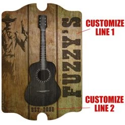 BarProducts Handcrafted 3D Wooden Guitar Tavern Sign - Country Theme