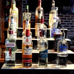 BarProducts.com BarConic® LED Liquor Bottle Display Shelf - 4 Step - Black - Multi Colored Lights - Several Lengths