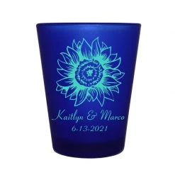 BarProducts.com BAR SUPPLIES CUSTOMIZABLE - 1.5oz Blue Frosted Shot Glass - Sunflower