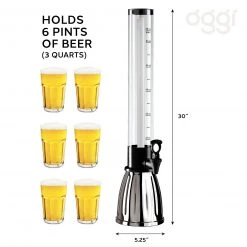 BarProducts.com Beer Tower - 3 Quart - Stainless Steel