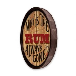 BarProducts Handcrafted Why Is The Rum Always Gone Barrel Top Tavern Sign Woodshop Made In The USA