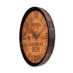 BarProducts Handcrafted Custom Wood Barrel Top Clock – Caribbean Rum Woodshop Made In The USA
