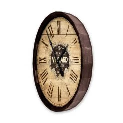 BarProducts Handcrafted Large Vineyard Roman Numeral Wood Barrel Top Clock Woodshop Made In The USA