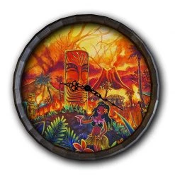 BarProducts Handcrafted Woodshop Made In The USA Lucky Tiki Wood Barrel Top Sign/Clock