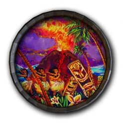 BarProducts Handcrafted Tiki Hula Show Bar Wood Barrel Top Sign/Clock Woodshop Made In The USA