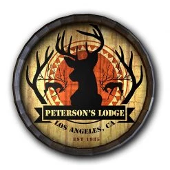 BarProducts Handcrafted Custom Wood Barrel Top Sign – Deer Lodge Woodshop Made In The USA