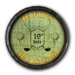 BarProducts Handcrafted 19th Hole- Golf Barrel Top Tavern Sign
