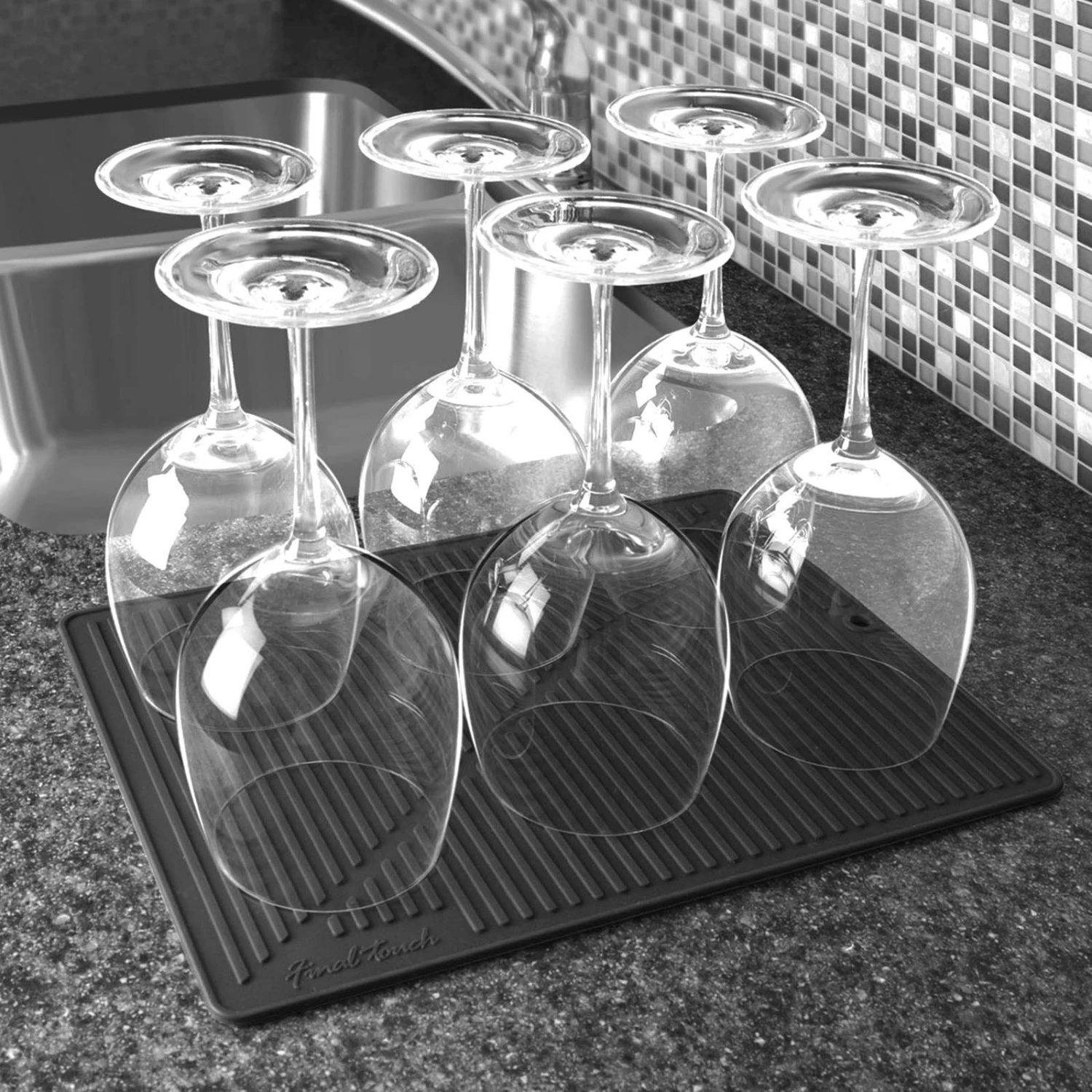 DM-BLACK.jpg BarProducts.com BAR SUPPLIES Final Touch® Silicone Glass Drying Mat - Black