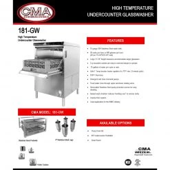 BarProducts.com SPECIAL COLLECTIONS CMA High Temp Under Counter Glasswasher 208v/60/1-ph
