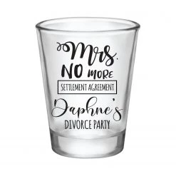BarProducts.com SPECIAL COLLECTIONS CUSTOMIZABLE - 1.75OZ CLEAR DIVORCE SHOT GLASS - MRS. NO MORE