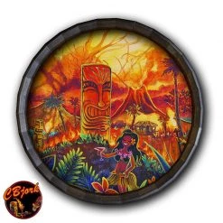 BarProducts Handcrafted Woodshop Made In The USA Lucky Tiki Wood Barrel Top Sign/Clock