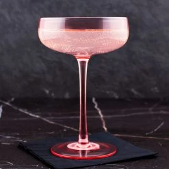 BarProducts.com Mid Century Champagne Coupe - Blush - 8 Ounce SPECIAL COLLECTIONS