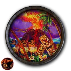 BarProducts Handcrafted Tiki Hula Show Bar Wood Barrel Top Sign/Clock Woodshop Made In The USA