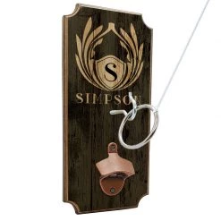 BarProducts Handcrafted CUSTOMIZABLE Wall Mounted Ring Toss Game With Bottle Opener - Emblem Monogram Design SPECIAL COLLECTIONS