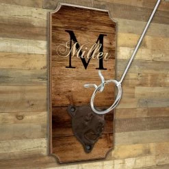 BarProducts Handcrafted CUSTOMIZABLE Wall Mounted Ring Toss Game With Bottle Opener - Name Monogram Design 2 BarProducts Handcrafted CUSTOMIZABLE Wall Mounted Ring Toss Game With Bottle Opener - Name Monogram Design