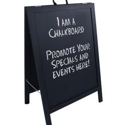 BarProducts Handcrafted A-Frame Sidewalk Chalkboard Sign – Double Sided - Black Wood Frame