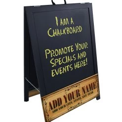 BarProducts Handcrafted "ADD YOUR NAME" A-Frame Sidewalk Chalkboard Sign – Double Sided - Wood Finish Options - Design 1