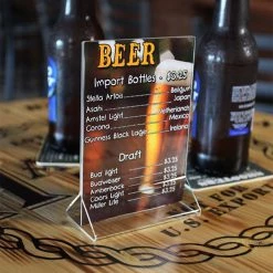 BarProducts.com Acrylic Tabletop Menu Card Holder - 4" X 6" Bar / Table Top Signs
