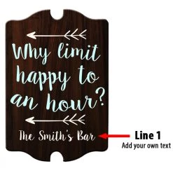 BarProducts.com BAR DECOR Custom Tavern Shaped Wood Bar Sign - Happy Hour