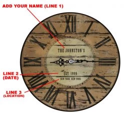 BarProducts.com BAR DECOR CUSTOMIZE - Rustic Wooden Clock - Family Theme - Multiple Sizes