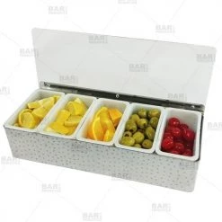 BarProducts.com BarConic® Hammered Stainless Steel Condiment Holder - 5 Pint BAR SUPPLIES