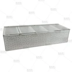 BarProducts.com BarConic® Hammered Stainless Steel Condiment Holder - 5 Pint BAR SUPPLIES