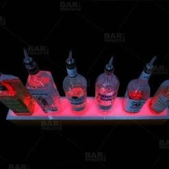BarProducts.com BarConic® LED Liquor Bottle Display Shelf - 1 Step - Mahogany - Several Lengths BAR DECOR