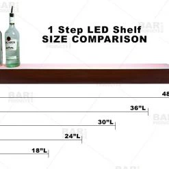 BarProducts.com BarConic® LED Liquor Bottle Display Shelf - 1 Step - Mahogany - Several Lengths BAR DECOR