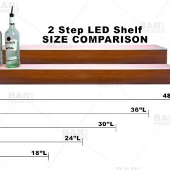 BarProducts.com BarConic® LED Liquor Bottle Display Shelf - 2 Steps - Wild Cherry - Several Lengths