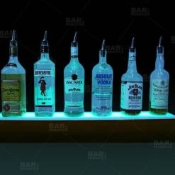 BarProducts.com BarConic® LED Liquor Bottle Display Shelf - 2 Steps - Wild Cherry - Several Lengths