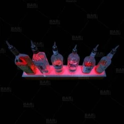 BarProducts.com BarConic® LED Liquor Bottle Display Shelf - 4 Steps - Wild Cherry - Several Lengths