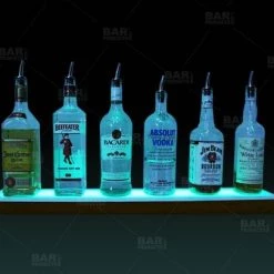 BarProducts.com BAR DECOR BarConic® LED Liquor Bottle Display Shelf - Low Profile - 1 Step - Wild Cherry - Several Lengths