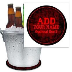 BarProducts.com BAR SUPPLIES ADD YOUR NAME - Beer Bucket Coaster - Red Grunge