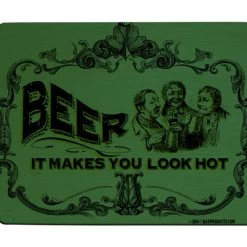 BarProducts Handcrafted Beer Makes You Look Hot Wood Bar Sign Tavern-Shaped