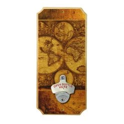 BarProducts Handcrafted Vintage World Map - Wall Mounted Wood Plaque Bottle Opener