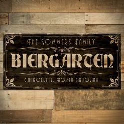 BarProducts.com CUSTOMIZABLE Large Vintage Wooden Bar Sign - BIERGARTEN - 11 3/4