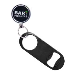 BarProducts.com Mini Bottle Openers Mini Powder Coat Black Speed Opener With Retractable Reel
