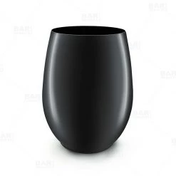 BarProducts.com Wine Glass - Stemless - Plastic - Black - 12 Ounce - Pack Of 6