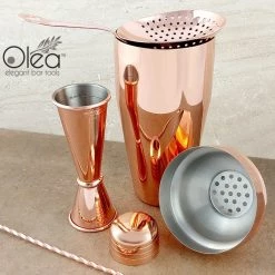 BarProducts.com Master Mixology Olea™ Bar Set - Copper Plated - 4 Piece (Bar Spoon Tip Option)