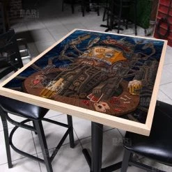 BarProducts.com Featured Artists Brew Bot 24" X 30" Wooden Table Top - Two Types Available