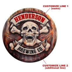 BarProducts.com CUSTOMIZABLE Wooden Table Top - Skull & Bones - Two Sizes Available Featured Artists