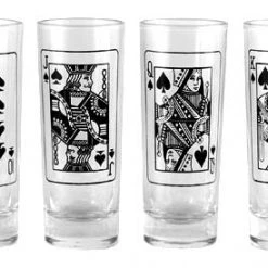 BarProducts.com Shot Glass Poker Set - 2 Ounce Tall Shot Glasses - 6 Piece