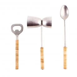 BarProducts.com SPECIAL COLLECTIONS Catalina Cane Wrapped Bar Tools - 3 Piece Set
